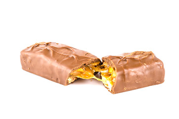 Chocolate bar isolated white background