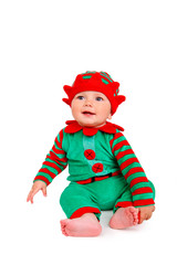 Babe in carnival costume on a white background