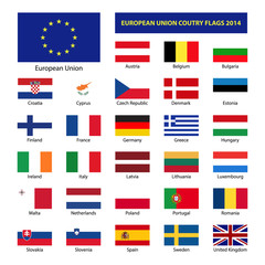 European Union country flags 2014, member states EU