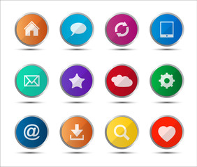 Set of colored navigation web icons on white background