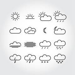 Simple weather icons, minimalistic vector icons
