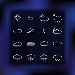 Simple weather icons on blue background