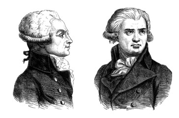 Fototapeta na wymiar Robespierre & Danton : French Revolutionaries - end 18th century
