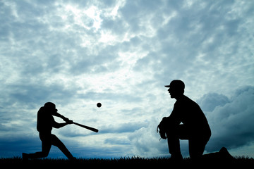 baseball at sunset