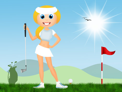 girl play to golf