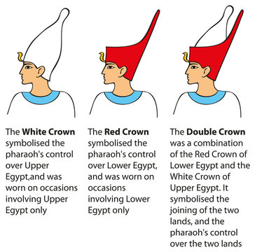 Vector illustration. Crown worn by pharaohs different kingdoms