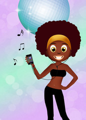 Afro girl in disco