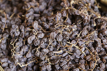 Raisins dried in a market