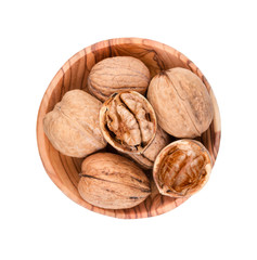 Walnuts in wooden bowl