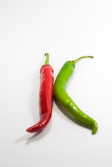 hot chili peppers, isolated on white