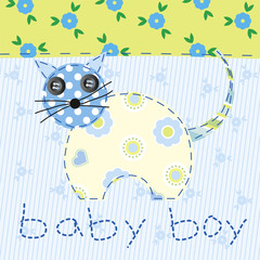 baby boy blue patchwork with cat