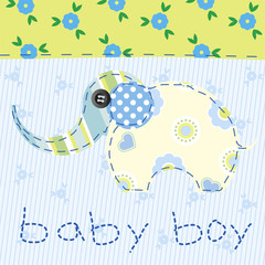 baby boy blue patchwork with elephant