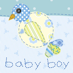 baby boy blue patchwork with bird