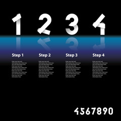 business template with paper fold numbers on dark and blue