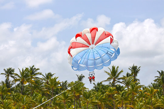 Parasailing together in summer