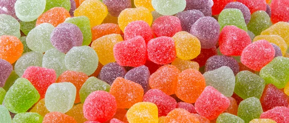 Foto op Plexiglas Snoepjes Kleurrijke zachte gelei-snoepjes