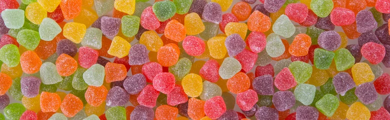 Foto op Plexiglas Snoepjes Kleurrijke zachte gelei-snoepjes