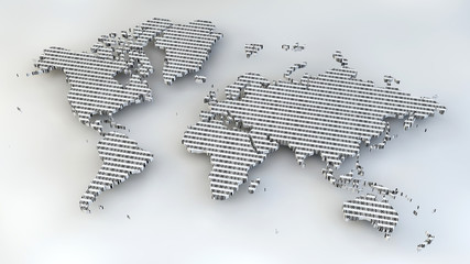 Fototapeta premium Mappa del mondo con numeri binari come texture