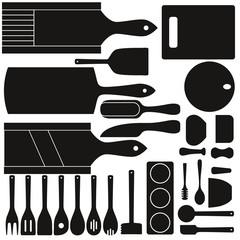wooden kitchen utensils silhouettes