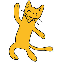 Fröhliche Tanzende Winkende Katze