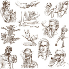 Fototapeta na wymiar Drugs and Narcotics (set no.1, white) - Hand drawn illustrations