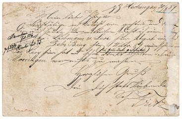 old letter with handwritten text