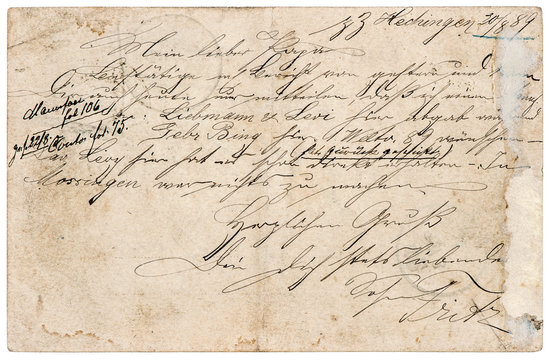 Fototapeta old letter with handwritten text
