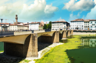 Fototapeta na wymiar Ponte Alle Grazie, side view - Florence