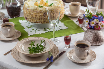 Table ready to accept guests at the celebration