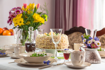 Holiday table ready for acceptance guests