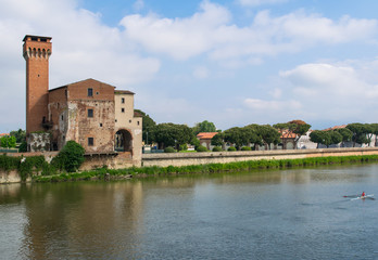 Fototapeta na wymiar Piza, Cytadela wieża, starożytny, średniowieczny, landmark, w Toskanii, I