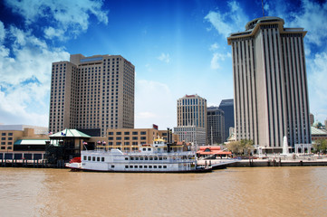 Skycrapers of New Orleans with Mississippi River, Louisiana