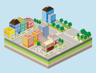 Illustration miniature buildings and roads