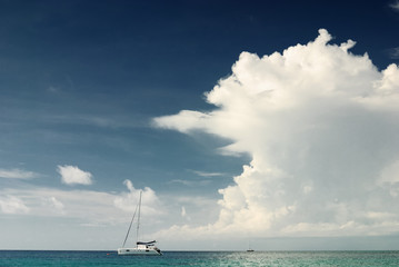 Sailboat on Andaman sea with blue sky