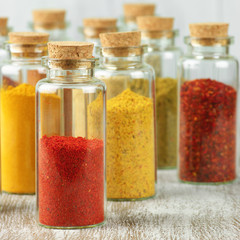 Spices in bottles