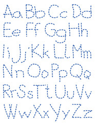 stitched blue alphabet