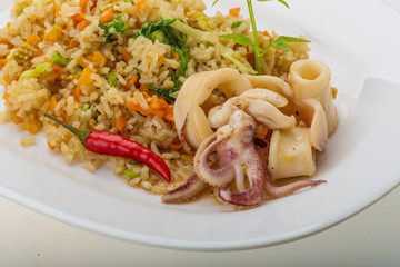 Fried rice with calamari