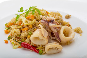 Fried rice with calamari