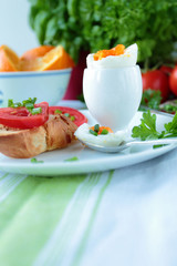 Boiled egg in bowl for healthy breakfast