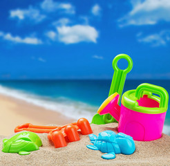 children's toys in the sand