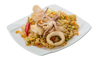 Fried rice with calamari