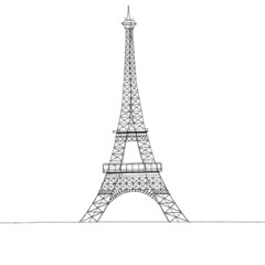 Fototapeta na wymiar Paris Eiffel Tower Sketch Illustration