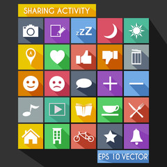 Social Share Activity Flat Icon Long Shadow