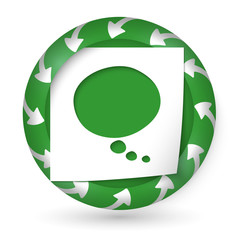 vector abstract icon with arrows and speech bubble