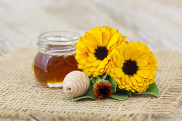 honey and calendula flowers