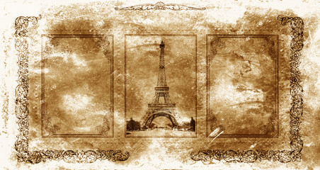 Vintage paper view of Paris