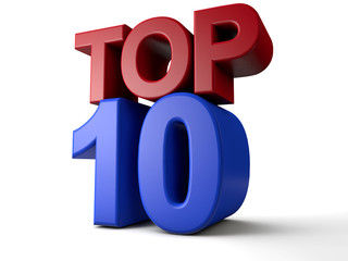 Top Ten red and blue over white background