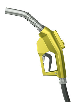 Yellow fuel pump isolated on a white background