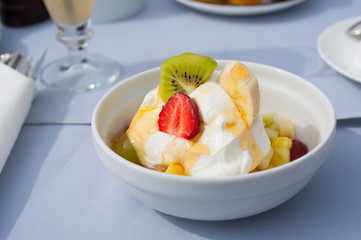 Fruit yogurt in honey