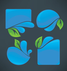 water stickers and green leaves symbols